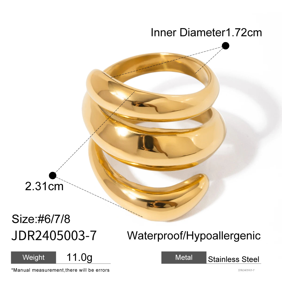 KIKA Fashion Imitation Pearl Stainless Steel 316L Gold Color Ring for Women Engagement Party Gift Temperament