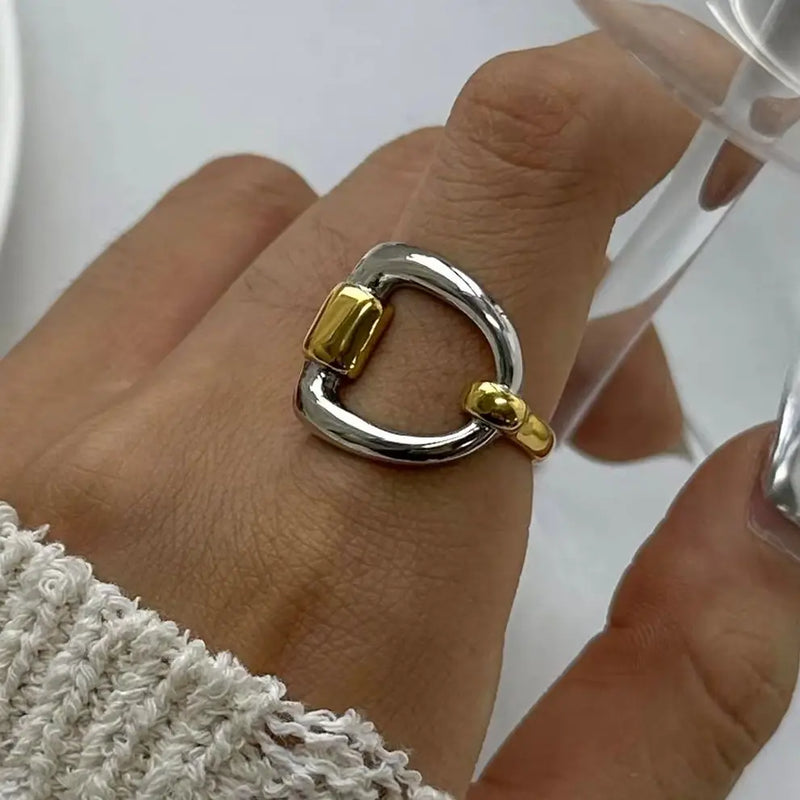 Kika Stainless Steel Combination Letter D Open Ring