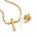KIKA Square Zircon Cross Necklace Ring Jewelry Set For Women Minimalist 18K Gold PVD Plated Stainless Steel 316L