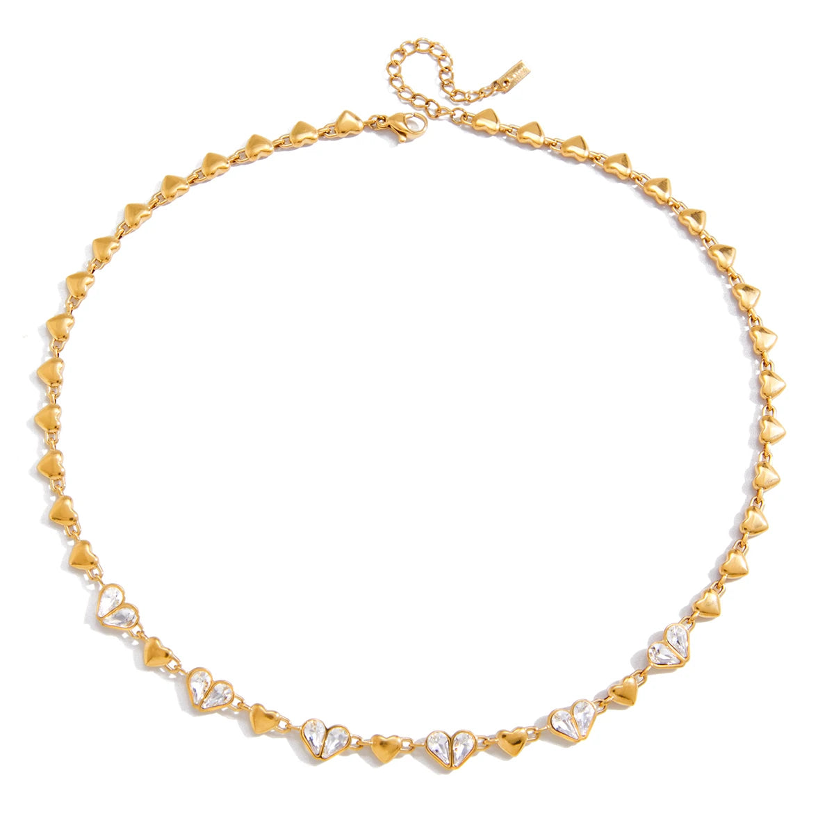 Kika Classic White Heart Shape Zircons Chain Necklace Luxurious