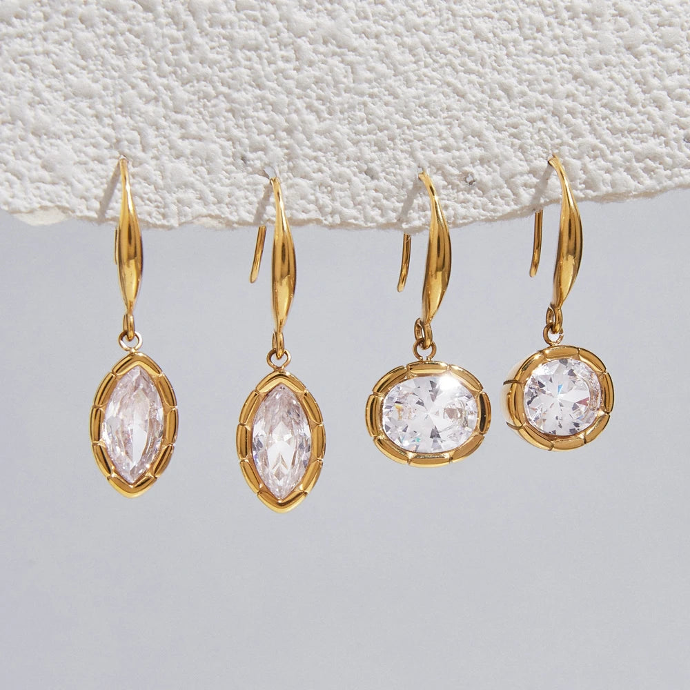 KIKA Classic Geometric Zircon Drop Earrings PVD Plated Stainless Steel 316L