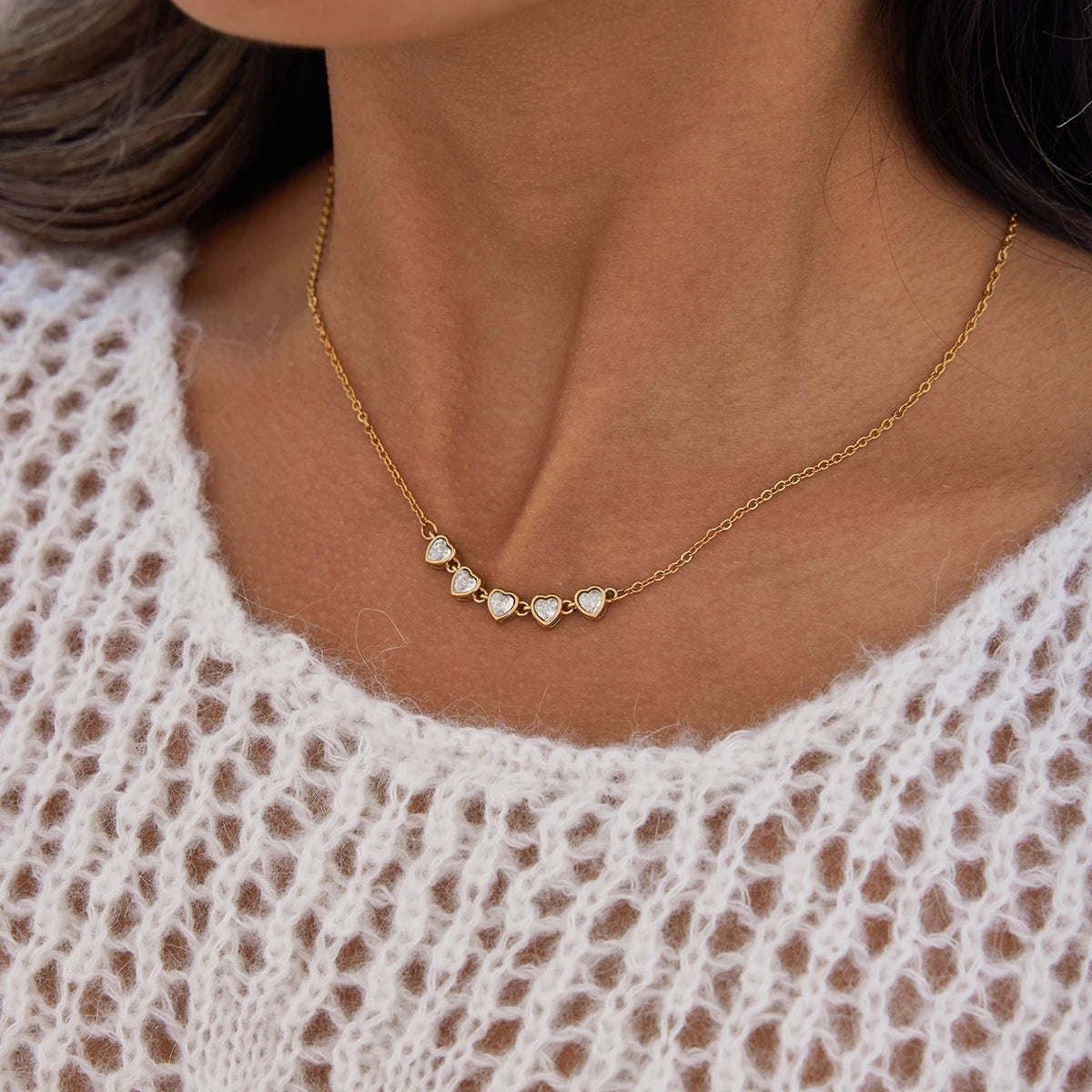 Heart-Shaped Zircon Tennis Chain Necklace