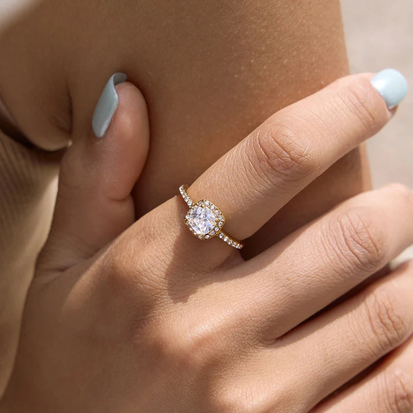 KIKA Square Zircon Ring PVD Plated Stainless Steel 316L