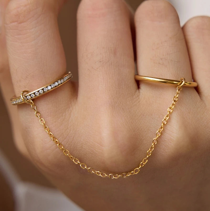 KIKA Delicate Zircon Stackable Rings PVD  Plated Stainless Steel 316L