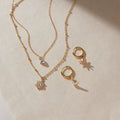 KIKA Moonstone Crystal Star Necklace Earrings  Gold PVD Plated Stainless Steel 316L