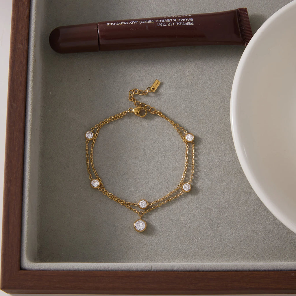 KIKA Delicate Round Zircon Bracelet  PVD Plated Stainless Steel 316L
