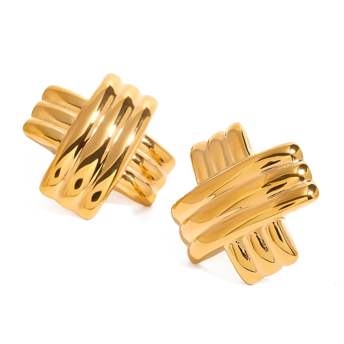 Kika Stainless Steel Elongated Unusual Stud Earrings