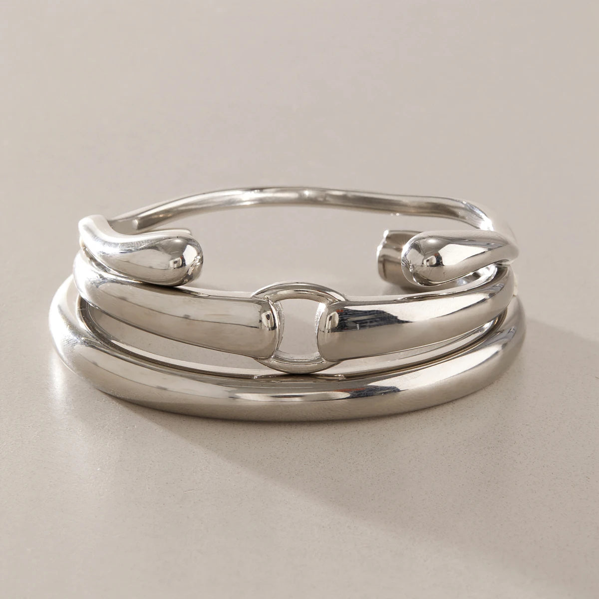 Kika Chunky Cuff Bracelet Minimalist Stainless Steel 316L Open Bangle Party Daily