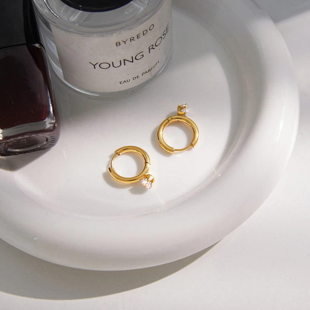 Kika Linear Circle Hoop Earring With White Zircon