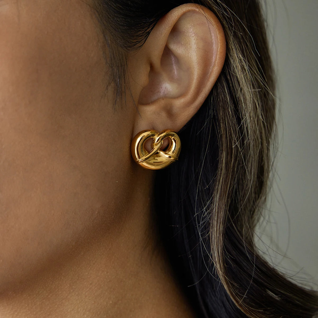 Large Pretzel Heart-Shape Earrings