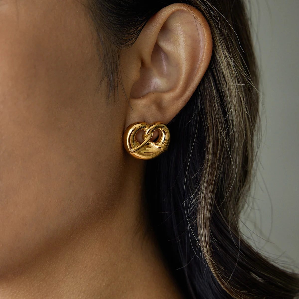 Large Pretzel Heart-Shape Earrings