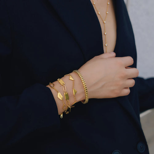 KIKA Classic Geometric Bracelet For Women Minimalist 18K Gold PVD Plated Stainless Steel Bracelet Fashion Jewelry Gift