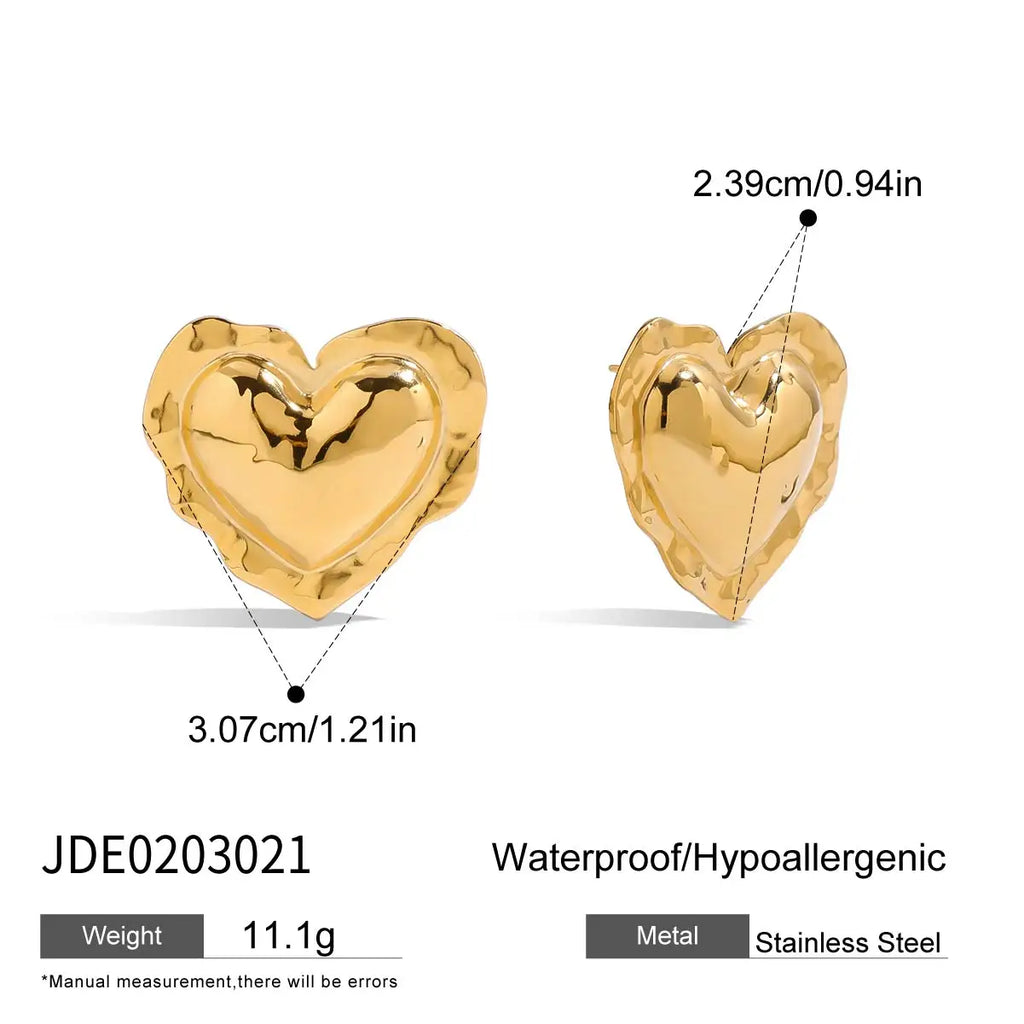 Hammer Pattern Fat Drum Heart Ear Studs