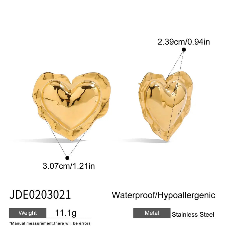 Hammer Pattern Fat Drum Heart Ear Studs