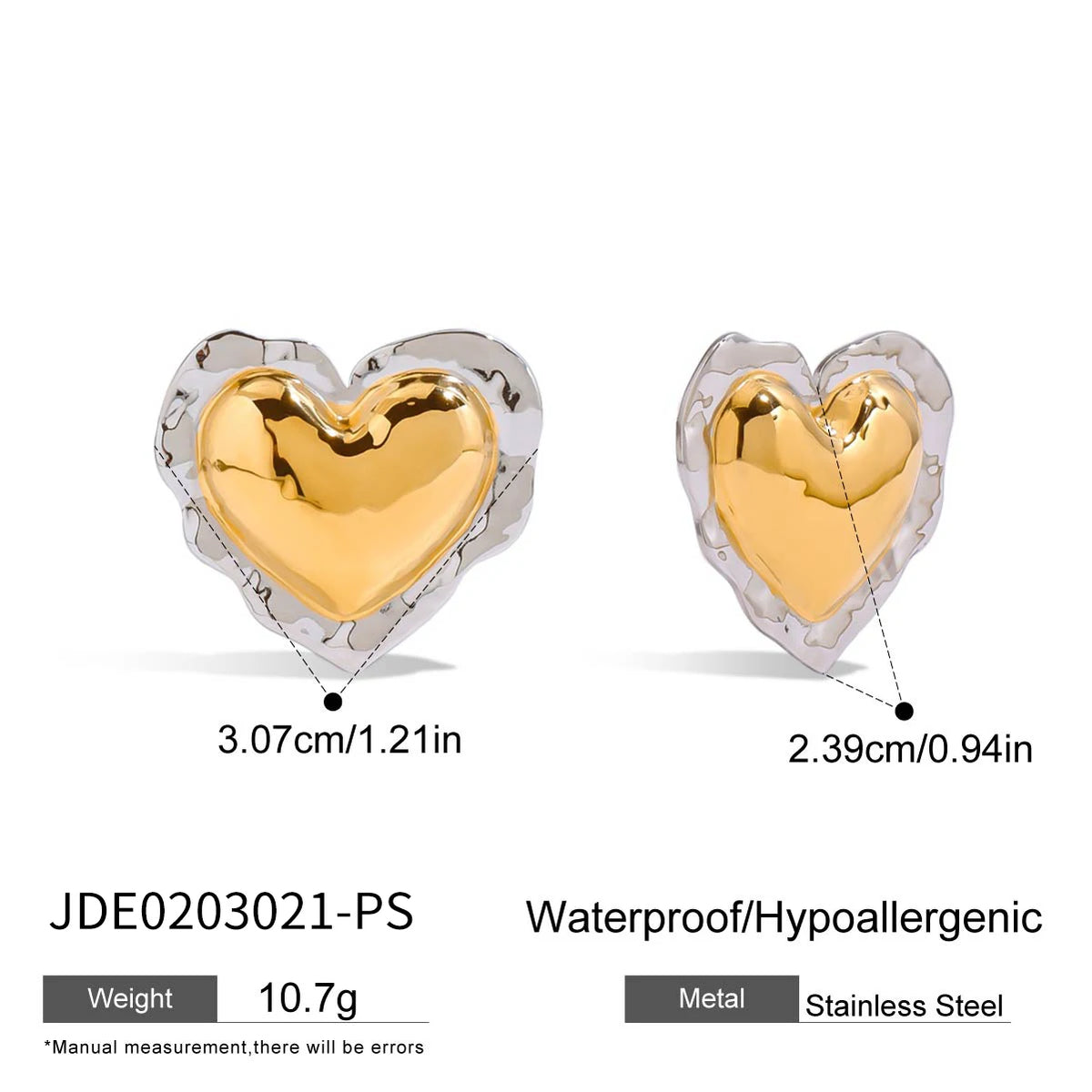 Hammer Pattern Fat Drum Heart Ear Studs