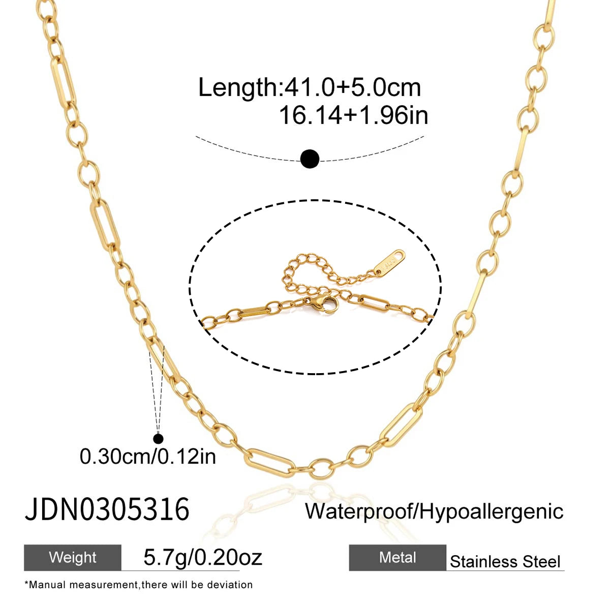 KIKA Minimalist Chain Necklace PVD Plated Stainless Steel 316L