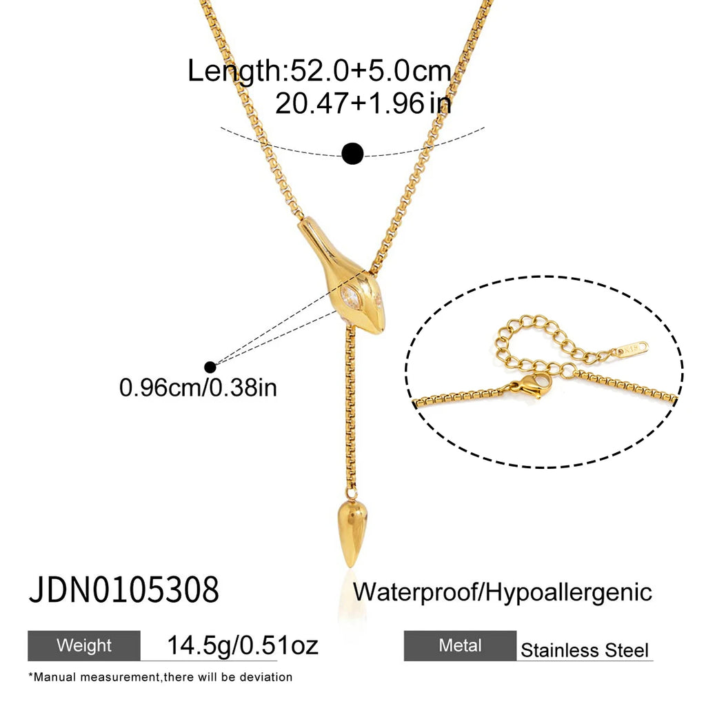 Kika  Classic Snake Shape Adjustable Chain Necklace Gold PVD Plated Stainless Steel Necklace 316L