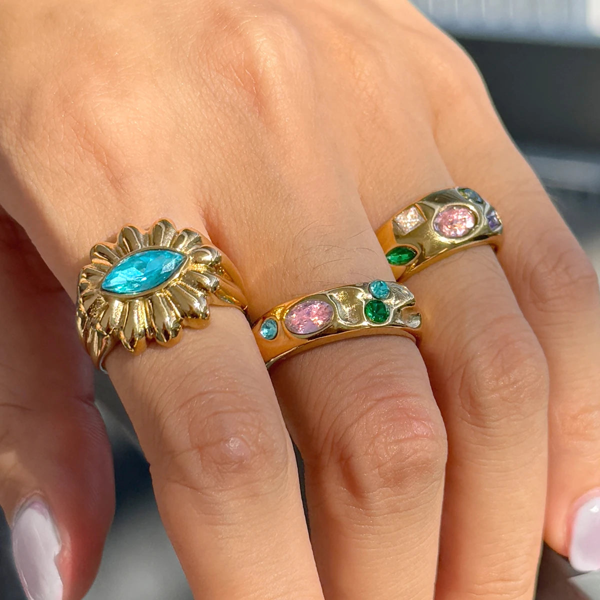 Y2k Blue Rhinestone Ring