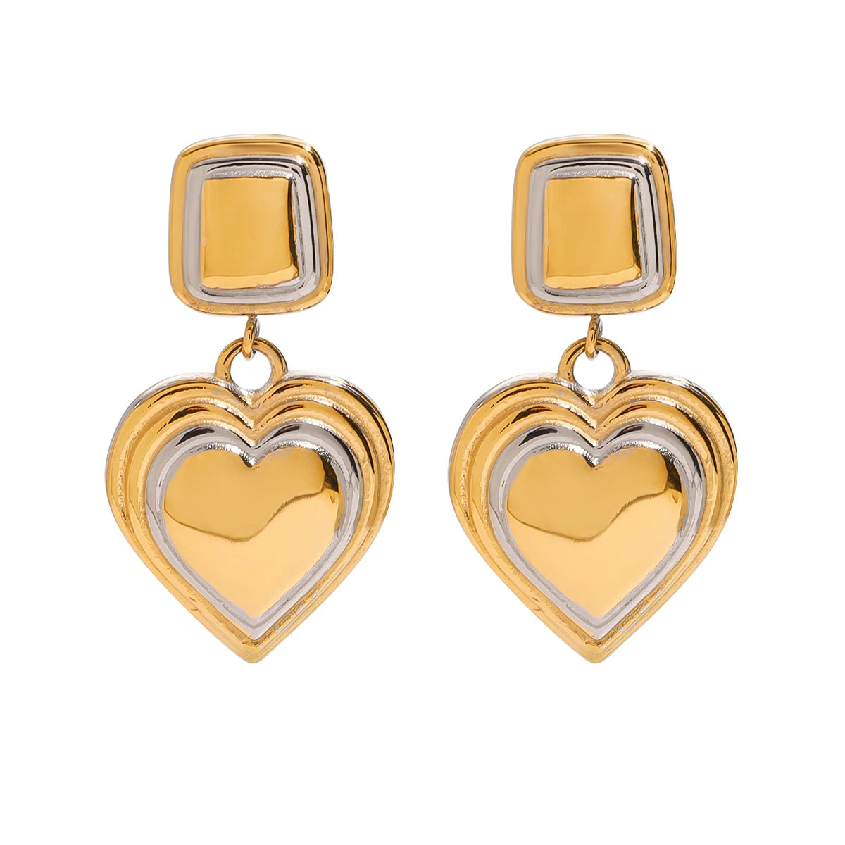 Kika Fashion Two Tone Heard Drop Earrings