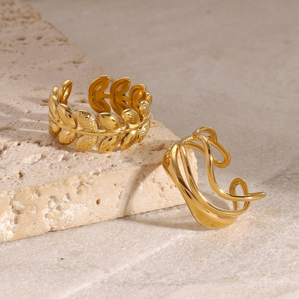 Exquisite And Fashionable Leaf Texture Layered Ring