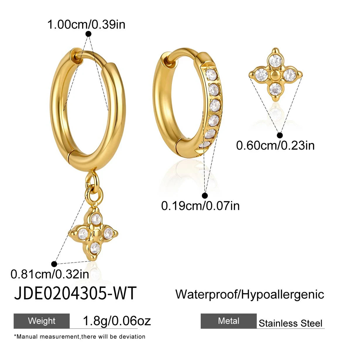 KIKA Delicate Zircon Earrings  PVD Plated Stainless Steel 316L