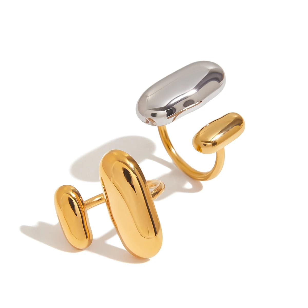 Two Color Geometric Double Layer Ring Stainless Steel Waterproof