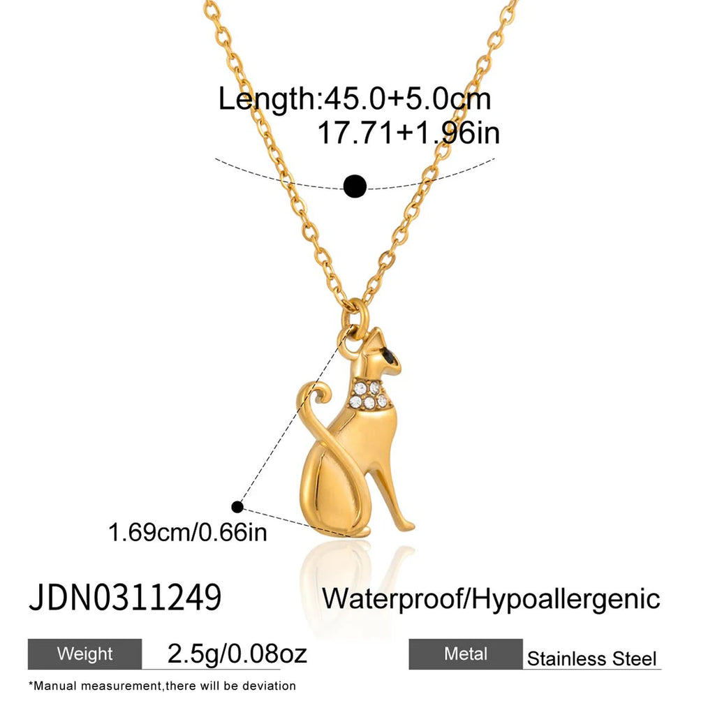 Cute Hug Dog Cat Pet Pendant Rhinestone Necklace