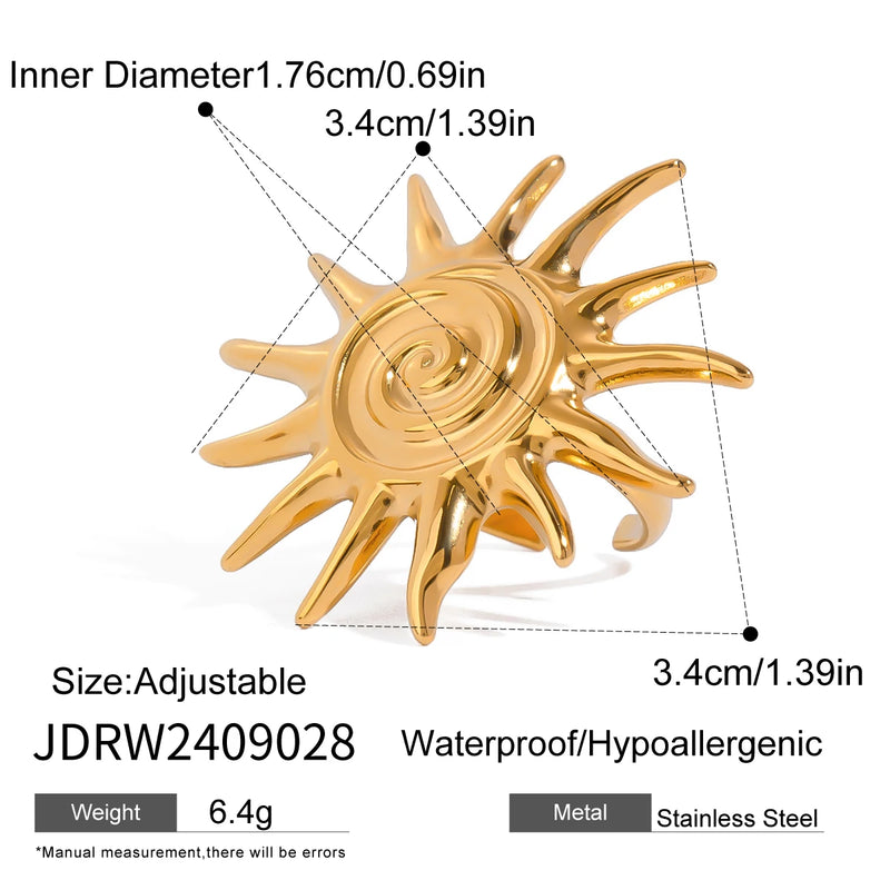 KIKa Ocean Wind Spiral Ring pvd Plated Stainless Steel 316l