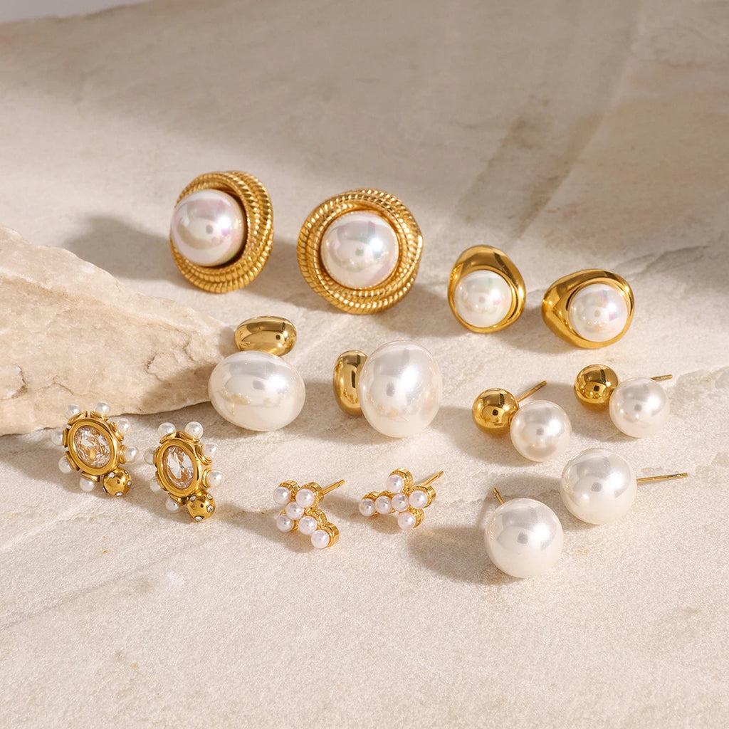 KIKA High Quality Imitation Pearls Drop Stainless Steel 316L Golden