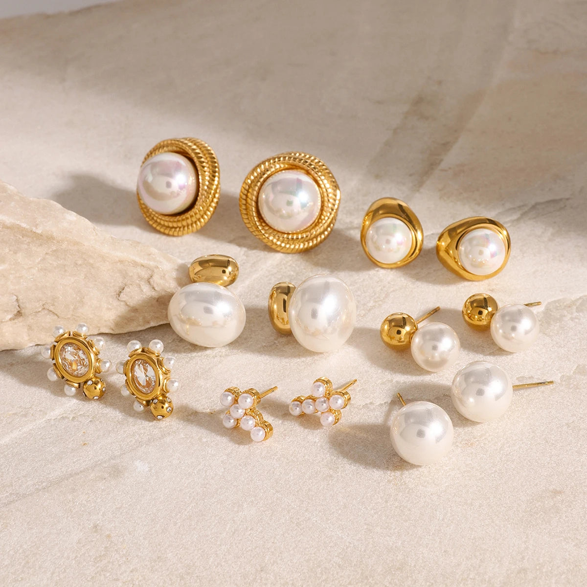 KIKA High Quality Imitation Pearls Drop Stainless Steel 316L Golden