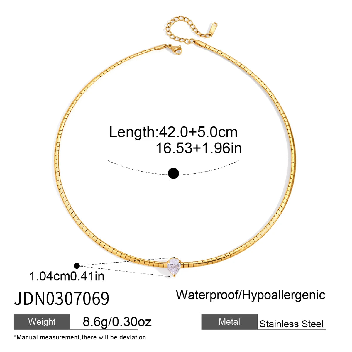 KIKA Classic Water Drop Zircon Chokers Necklace For Women Minimalist 18K Gold Plated Stainless Steel Necklace Fashion Jewelry