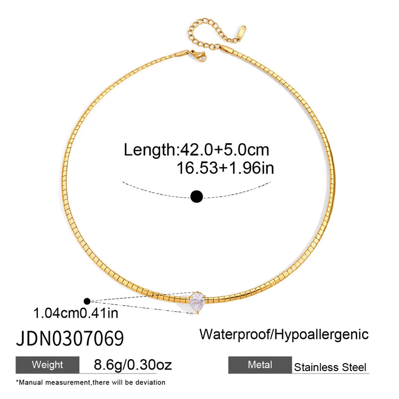 KIKA Classic Water Drop Zircon Chokers Necklace For Women Minimalist 18K Gold Plated Stainless Steel Necklace Fashion Jewelry