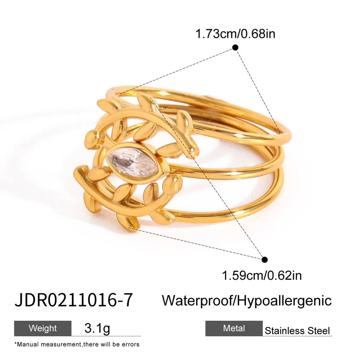 Kika Minimalist Zircon Ribbed Flower Stackable Ring