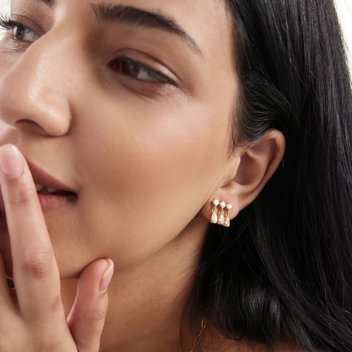 KIKA Delicate Round Water Drop Zircon Earrings For Women 18K Gold PVD Plated Stainless Steel Earrings Fashion Jewelry Gift