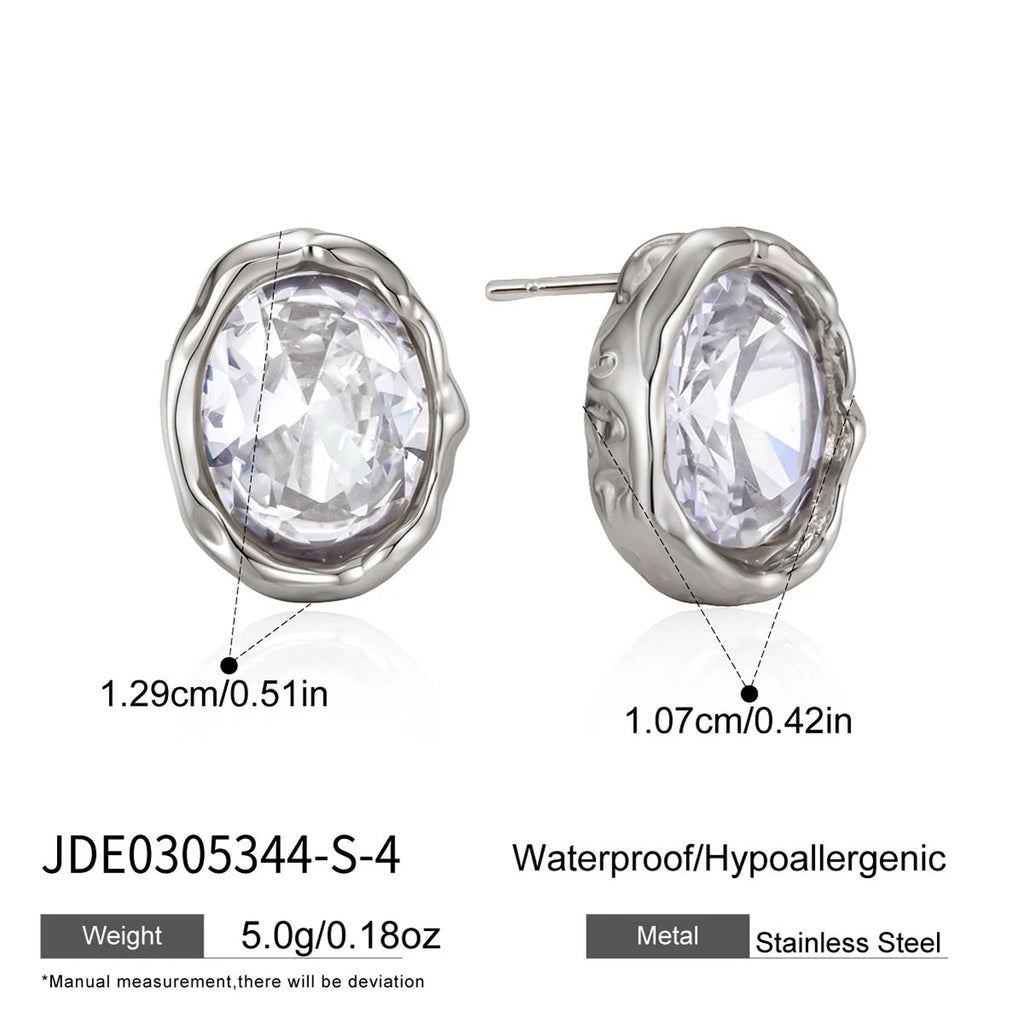 Kika Classic Geometric Cubic Zirconia Stud Earrings 18K Gold Plated Stainless Steel 316L