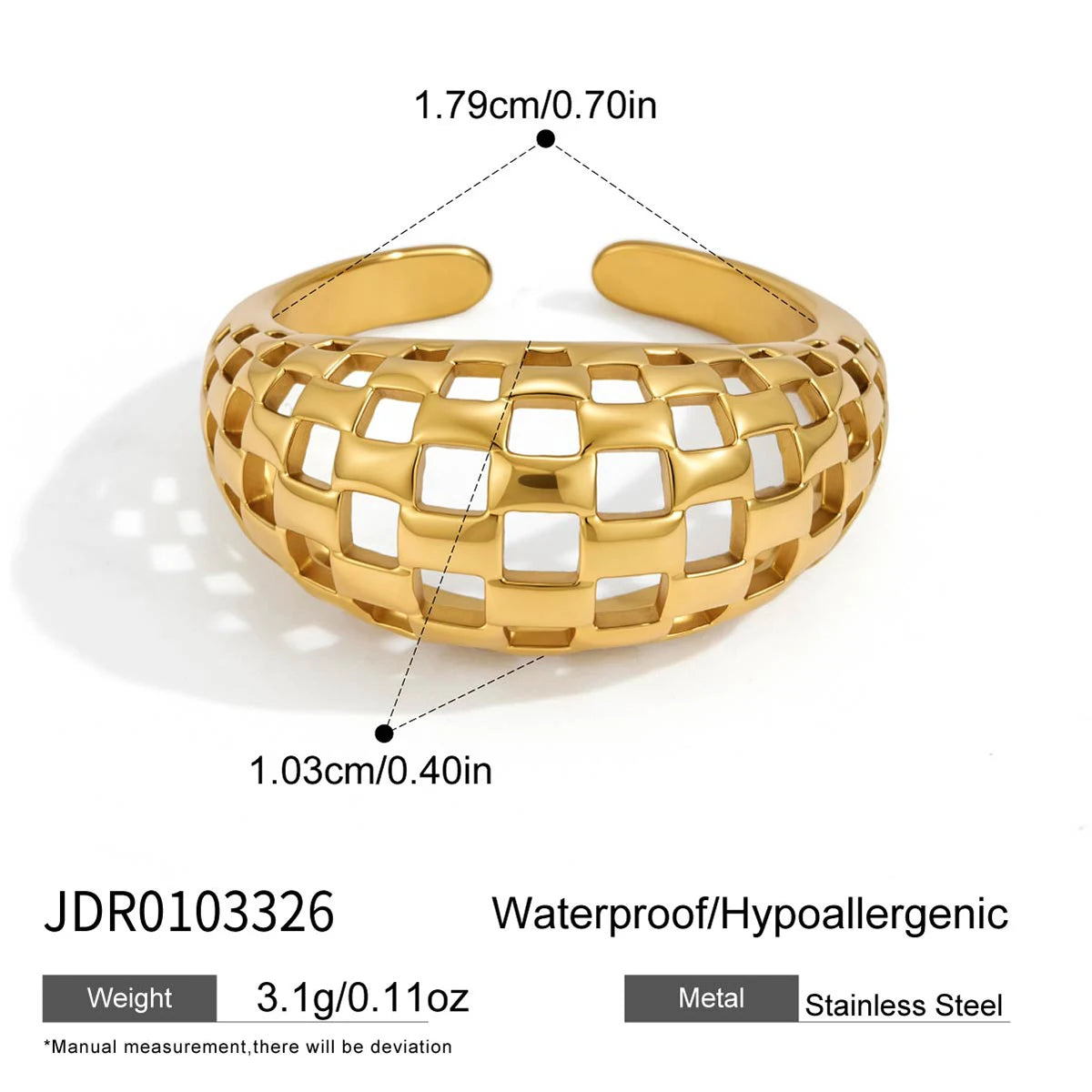KIKA Minimalist Ring for Women PVD Plated Stainless Steel 316L Hypoallergenic Waterproof