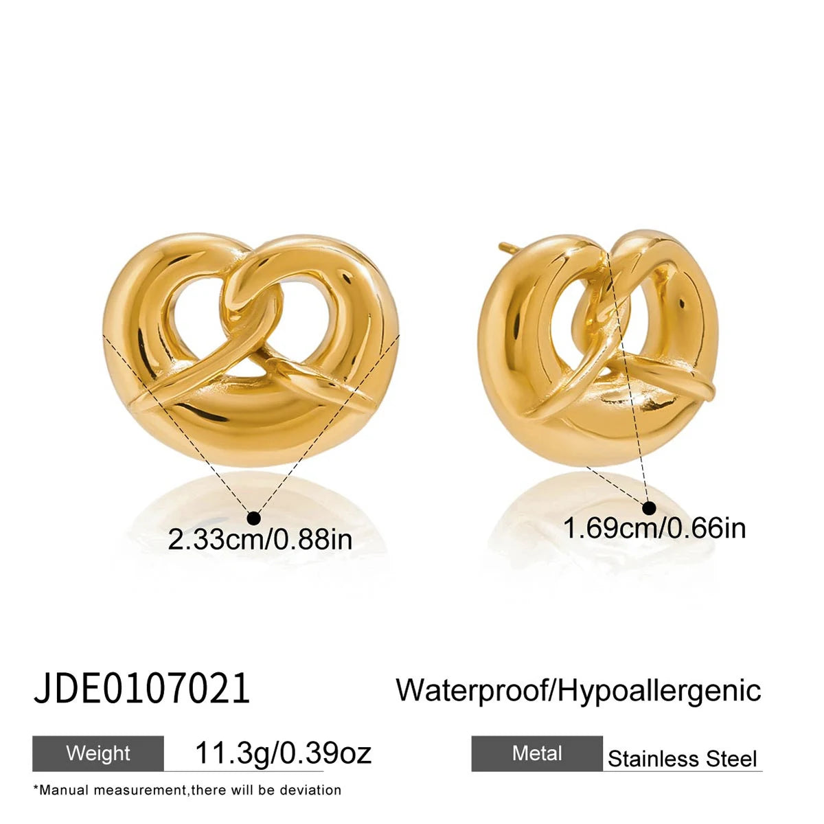 Large Pretzel Heart-Shape Earrings