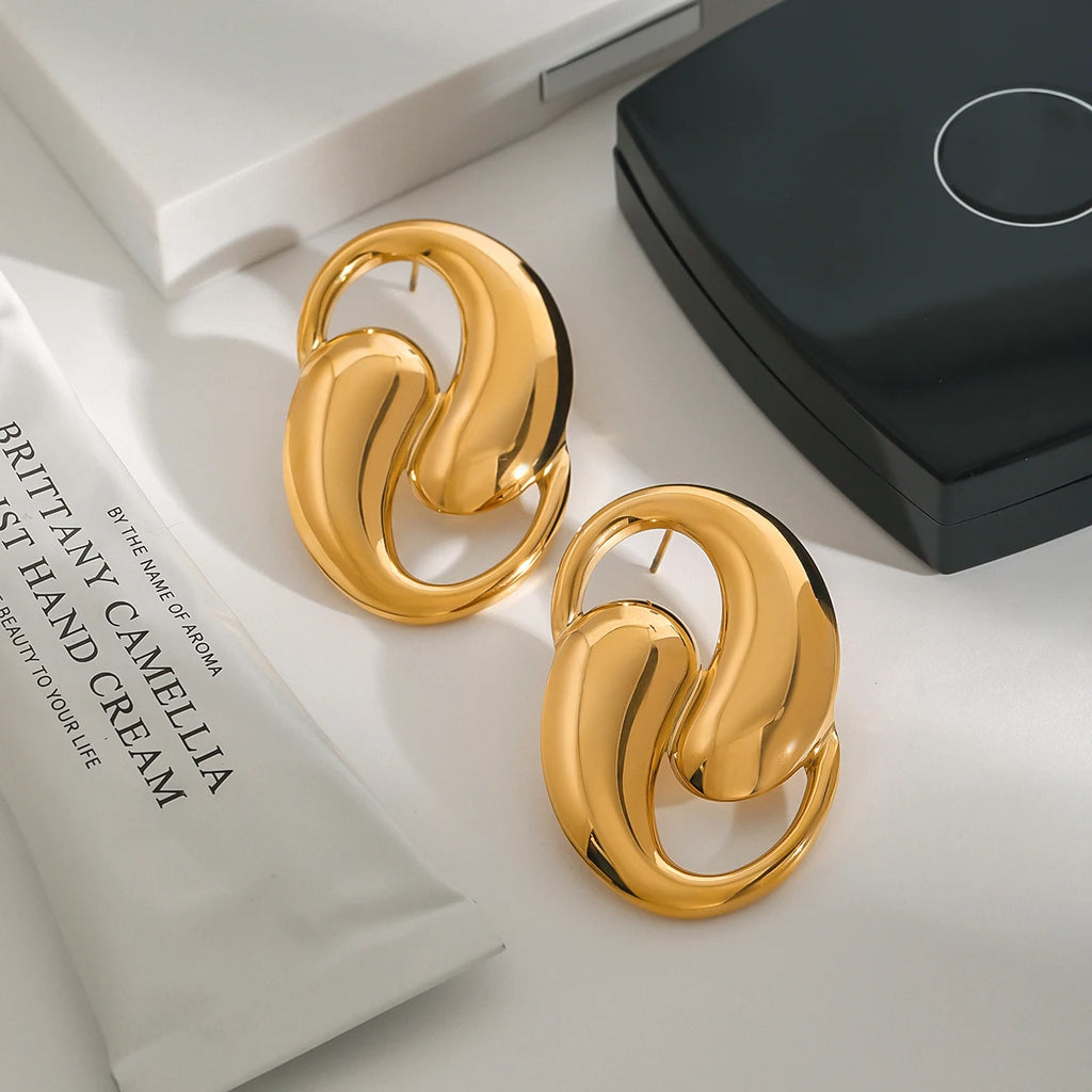 Minimalist Smooth Water Drop Shaped Hollow Earrings