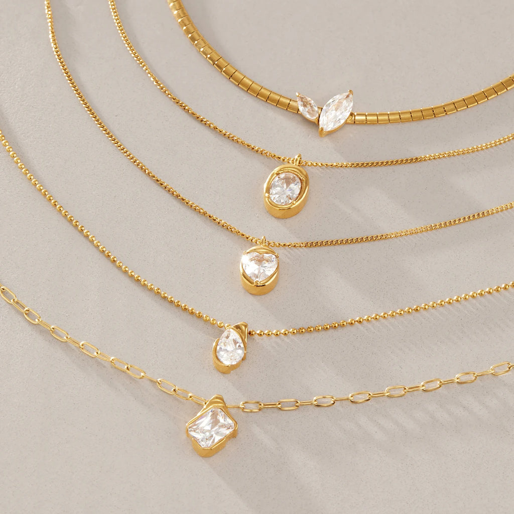 Kika Delicate Zircon Pendant Necklace 18K Gold PVD Plated Stainless Steel 316L