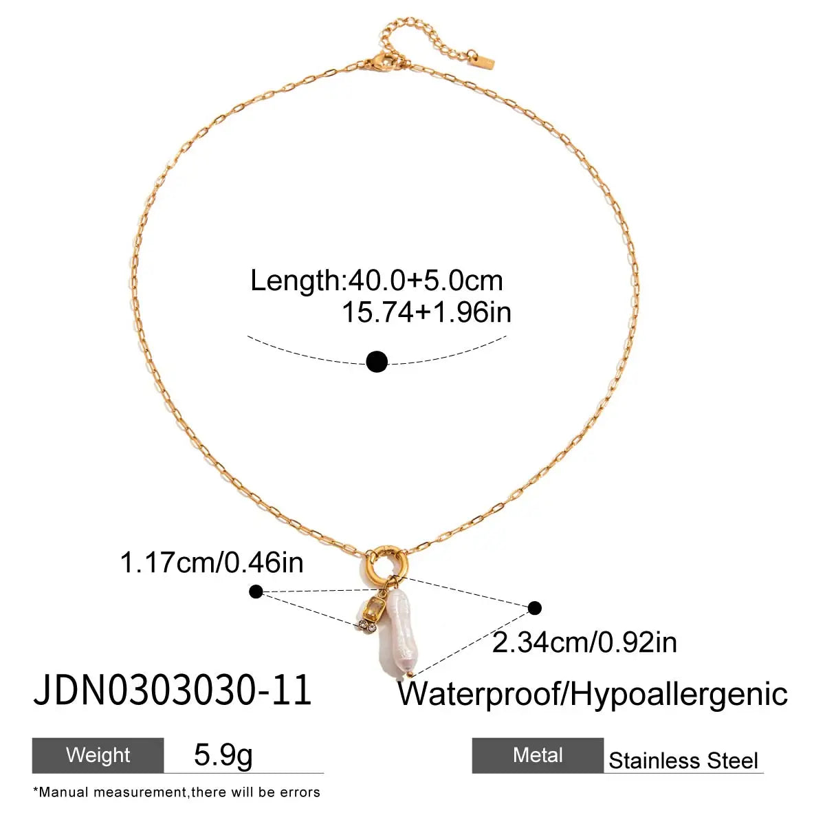 Kika Fashion Minimalist Freshwater Pearl Pendant Necklace