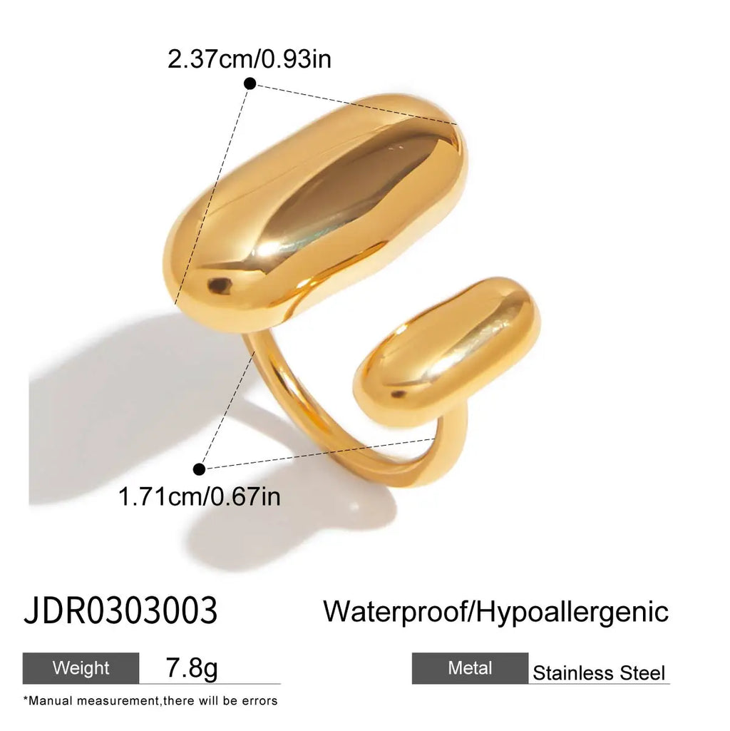 Two Color Geometric Double Layer Ring Stainless Steel Waterproof