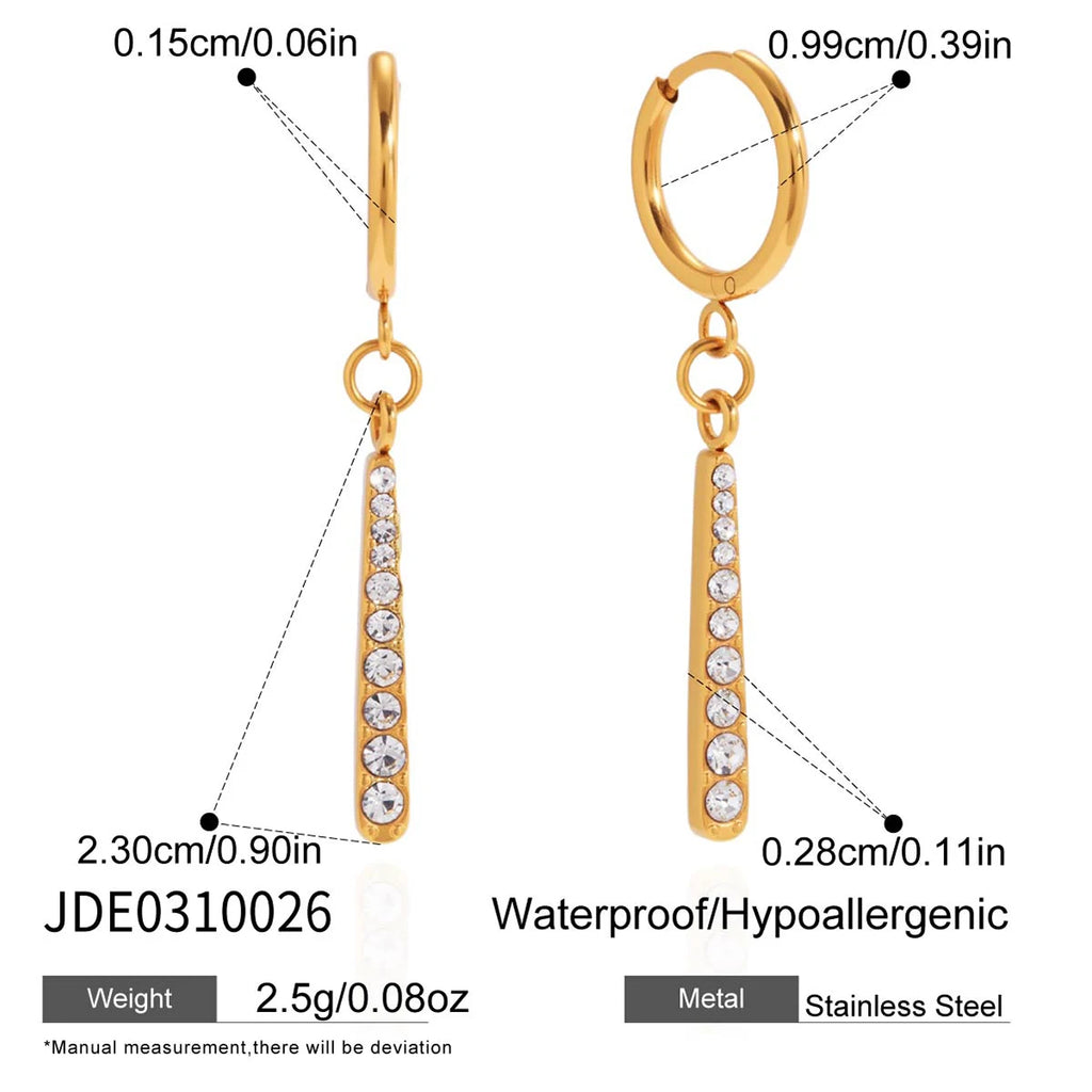 Kika White Rhinestone Droplet Pendant Earrings