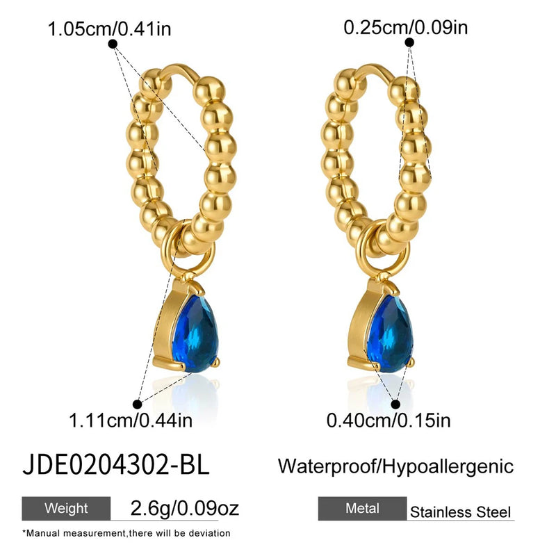 KIKA Elegant Water Drop Zircon Earrings PVD Plated Stainless Steel 316L