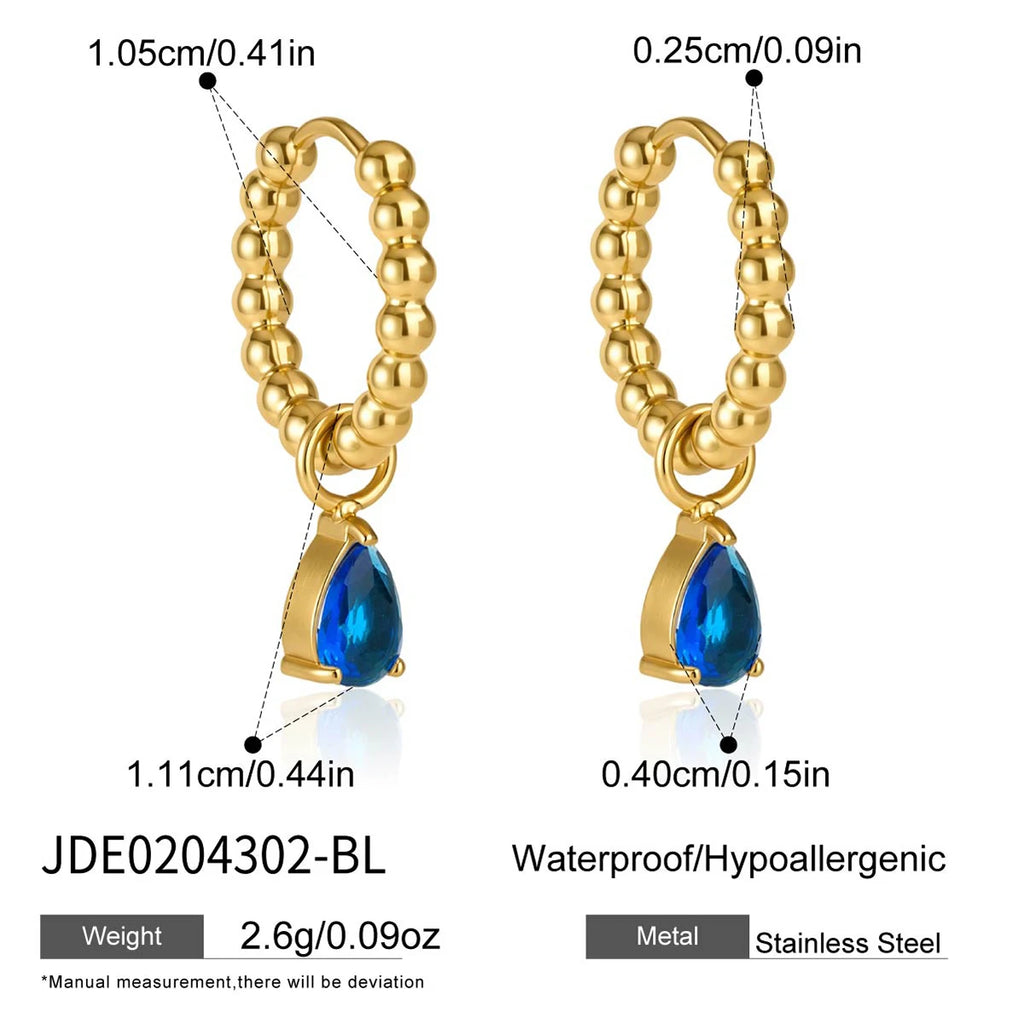 KIKA Elegant Water Drop Zircon Earrings PVD Plated Stainless Steel 316L