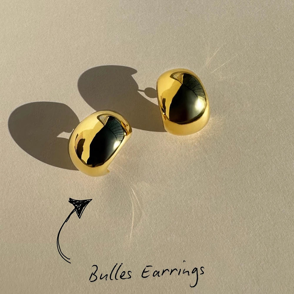 Minimalist 18K Gold Color Plated Stainless Steel Smooth C-Ring Ear Studs