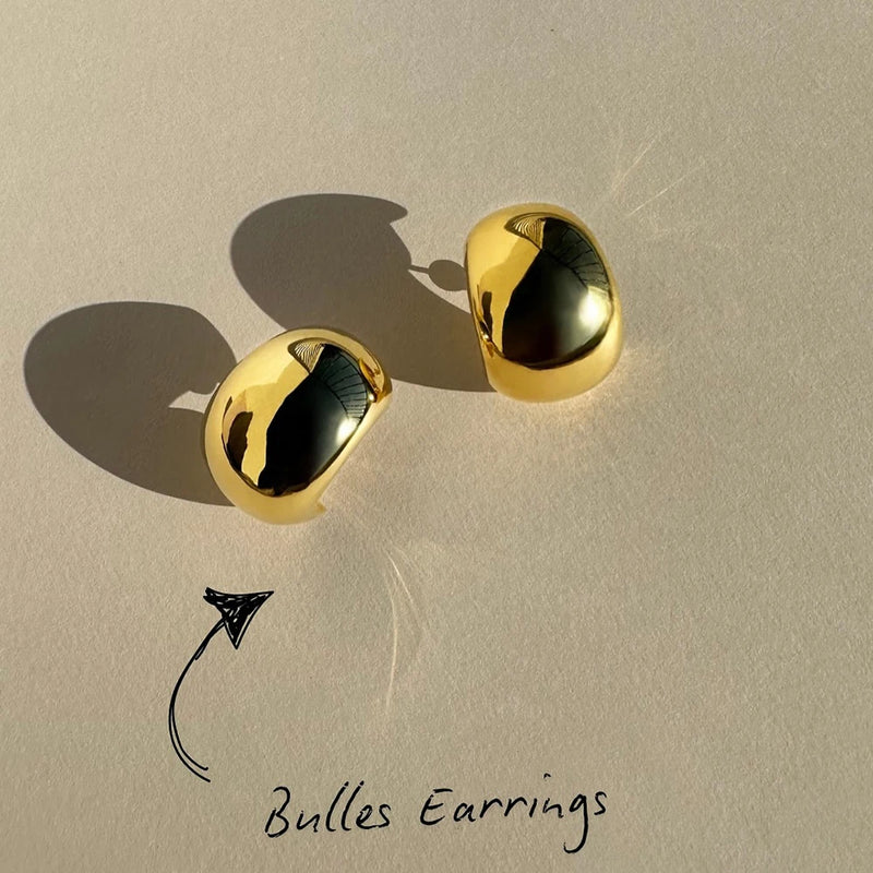 Minimalist 18K Gold Color Plated Stainless Steel Smooth C-Ring Ear Studs