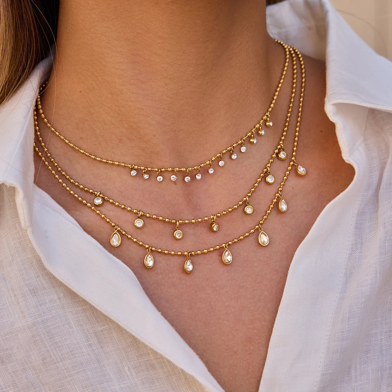 Kika Simple Classic Round White Zircon Pendant Necklace