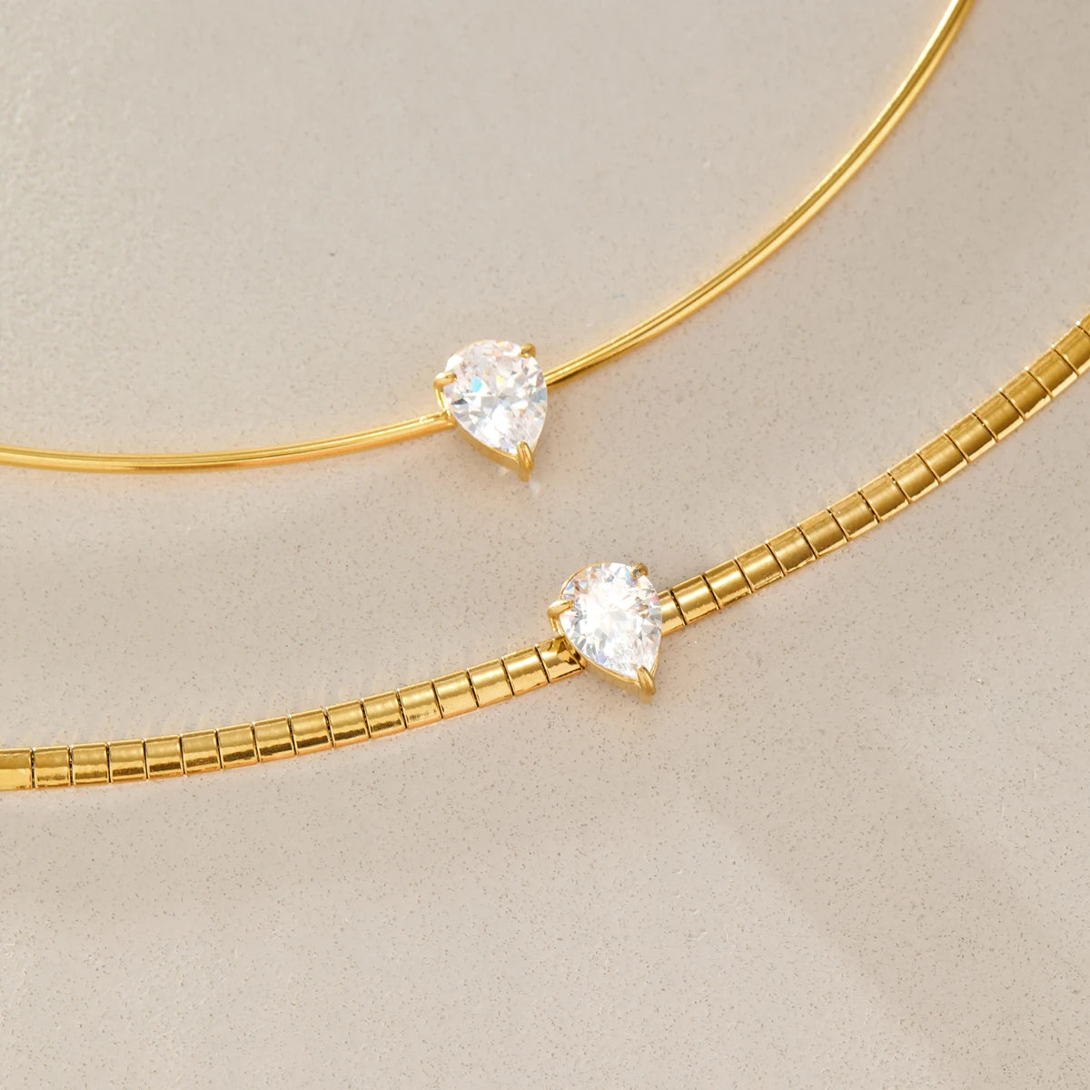 KIKA Classic Water Drop Zircon Chokers Necklace For Women Minimalist 18K Gold Plated Stainless Steel Necklace Fashion Jewelry