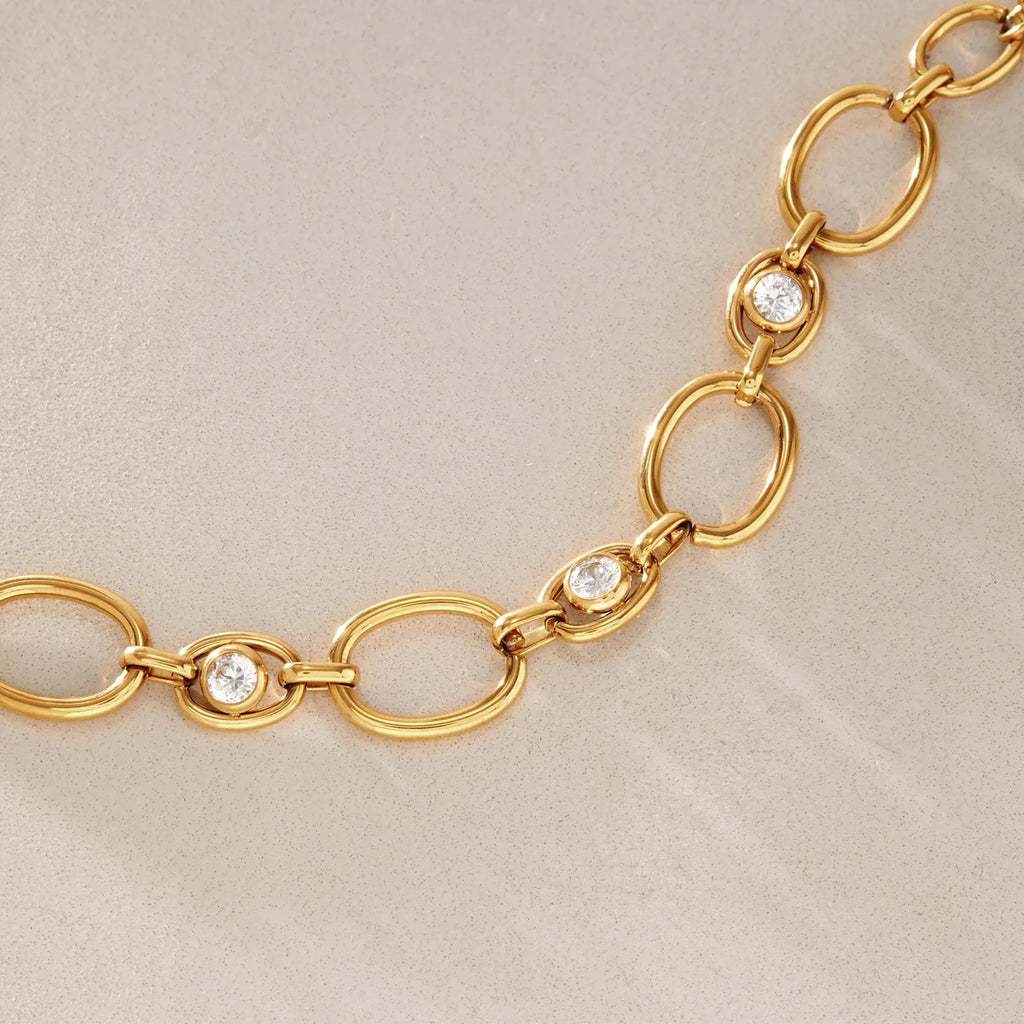 KIKA Classic Zircon Hollow Chain Bracelet For Women Minimalist 18K Gold Plated Stainless Steel Bracelet Fashion Jewelry Gift