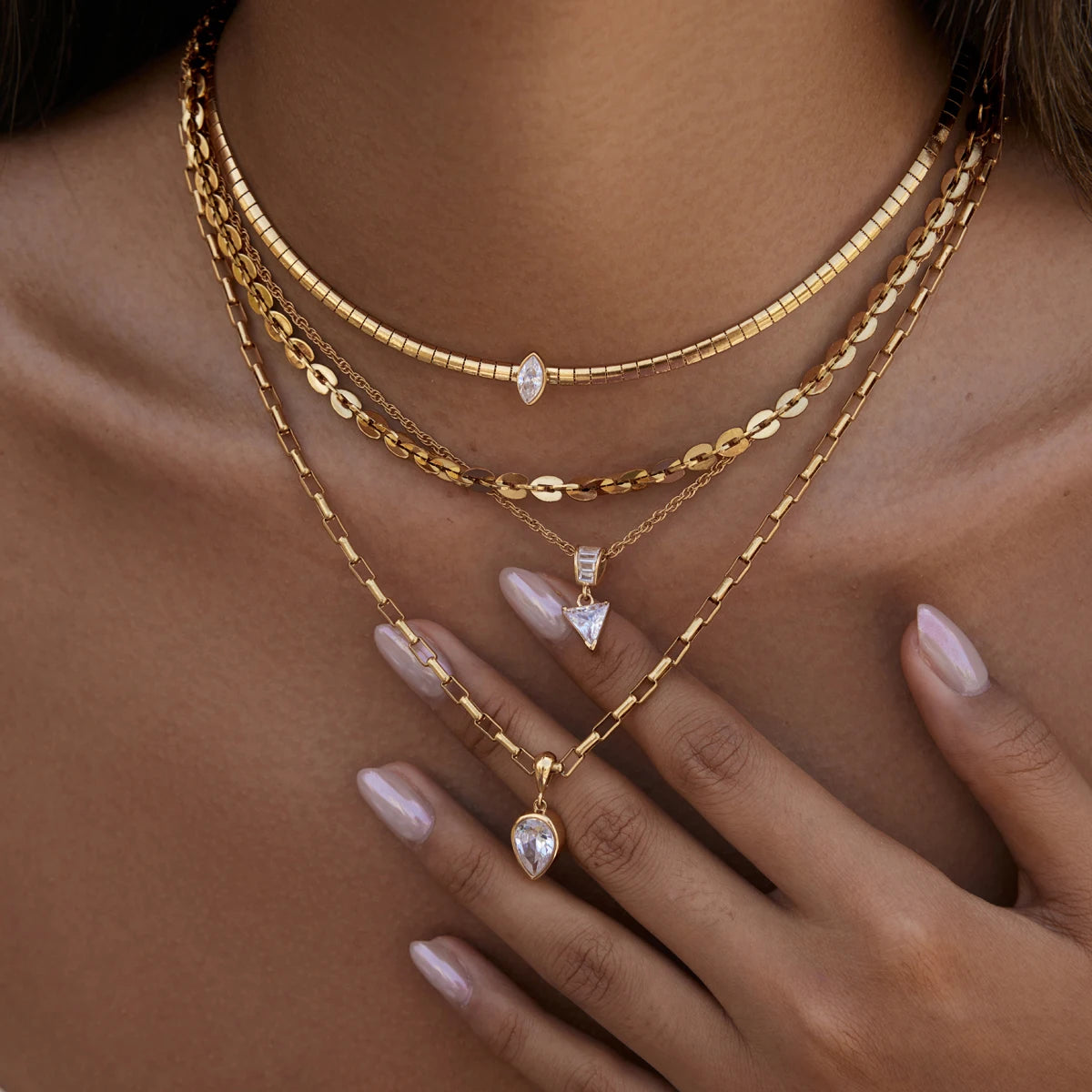 Kika Geometric Zircon Pendant Necklace 18K Gold PVD Plated Stainless Steel 316L